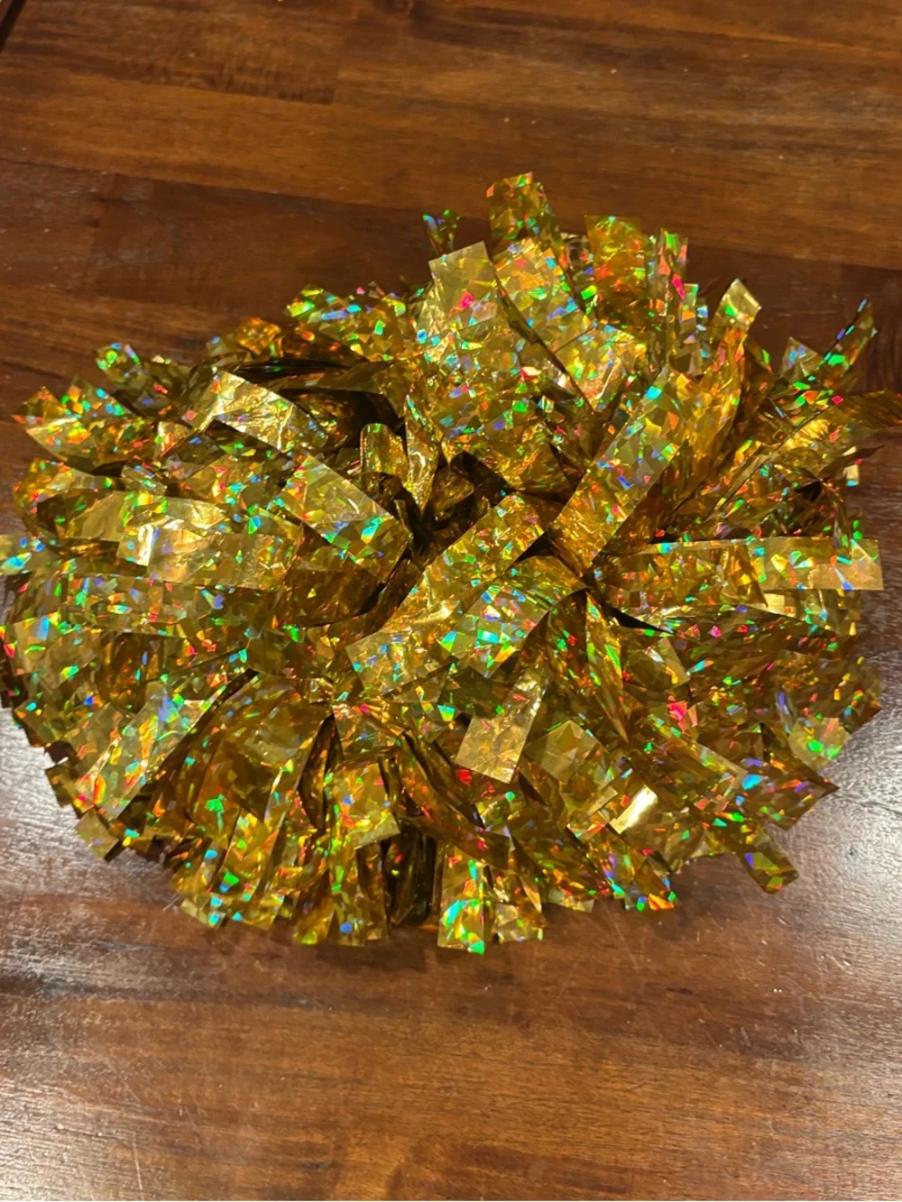 2 Gold Holographic Pom Poms - l Cheer